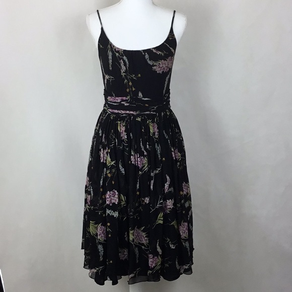 Anna Sui Dresses & Skirts - ANNA SUI Black Silk Floral Dress